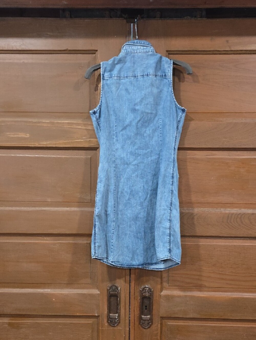 Mavi Sleeveless Light Blue Denim Shirt Dress with Patch Pockets - Picture 7 of 8